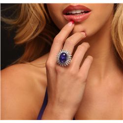 14KT White Gold 16.78ct Tanzanite and Diamond Ring