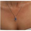 Image 2 : 18KT White Gold 3.22ct Tanzanite and Diamond Pendant With Chain