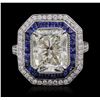 Image 3 : 18KT White Gold 5.52ctw Diamond and Sapphire Ring