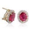 Image 2 : 14KT Yellow Gold 7.02ctw Ruby and Diamond Earrings