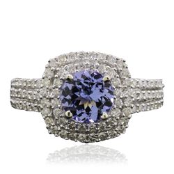 14KT White Gold 1.47ct Tanzanite and Diamond Ring