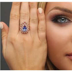 14KT Rose Gold 2.39ct Tanzanite and Diamond Ring