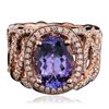 Image 1 : 14KT Rose Gold 3.59ct Tanzanite and Diamond Ring