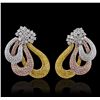 Image 3 : 18KT Three-Tone Gold 6.21ctw Diamond Earring