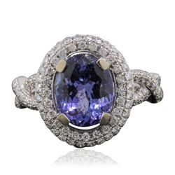 14KT White Gold 3.21ct Tanzanite and Diamond Ring