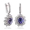 Image 2 : 14KT White Gold 5.28ctw Tanzanite and Diamond Earrings