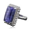 Image 4 : 14KT White Gold 13.03ct Tanzanite and Diamond Ring