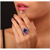 Image 1 : 14KT White Gold GIA Certified 13.39ct Tanzanite and Diamond Ring