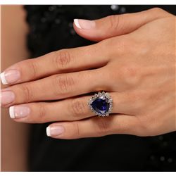 14KT Yellow Gold 11.78ct GIA Cert Tanzanite and Diamond Ring