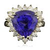 Image 3 : 14KT Yellow Gold 11.78ct GIA Cert Tanzanite and Diamond Ring