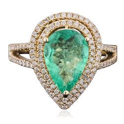 14KT Yellow Gold 2.30ct Emerald and Diamond Ring