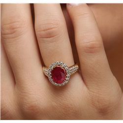 14KT Yellow Gold 3.03ct Ruby and Diamond Ring