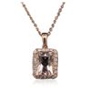 Image 1 : 14KT Rose Gold 3.18ct Morganite and Diamond Pendant With Chain