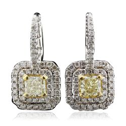 18KT Two Tone Gold 1.86ctw Diamond Earrings