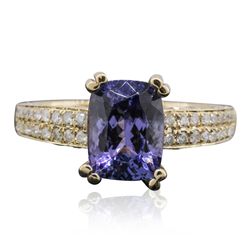 14KT Yellow Gold 2.44ct Tanzanite and Diamond Ring