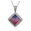Image 4 : 14KT White Gold 2.45ct Sapphire and Diamond Pendant With Chain