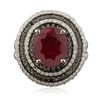 Image 3 : 14KT White Gold 5.55ct Ruby and Diamond Ring