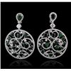 Image 3 : 18KT White Gold 11.64ctw Tsavorite and Diamond Earrings