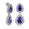 Image 4 : 14KT White Gold 11.00ctw Tanzanite and Diamond Earrings