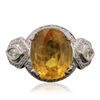 Image 1 : 18KT White Gold 6.69ct Yellow Sapphire and Diamond Ring