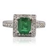 Image 3 : 14KT White Gold 0.25ct Emerald and Diamond Ring