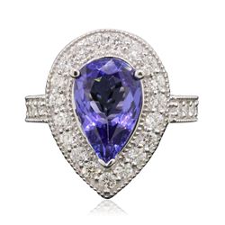 14KT White Gold 2.82ct Tanzanite and Diamond Ring