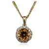 Image 1 : 14KT Yellow Gold 1.22ct Citrine Quartz and Diamond Pendant With Chain
