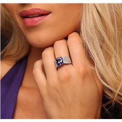 14KT Two-Tone Gold 4.53ct Tanzanite and Diamond Ring