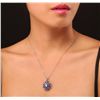 Image 1 : 14KT White Gold 3.96ctw Tanzanite and Diamond Pendant With Chain