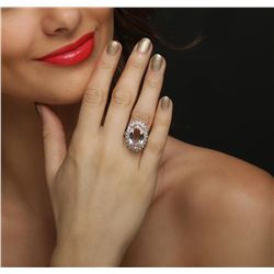 14KT White Gold 7.90ct Morganite and Diamond Ring