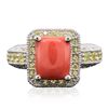 Image 1 : 14KT White Gold 3.03ct Coral and Sapphire Ring