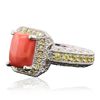 Image 2 : 14KT White Gold 3.03ct Coral and Sapphire Ring