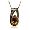 Image 3 : 14KT Yellow Gold 4.10ct Citrine and Diamond Pendant