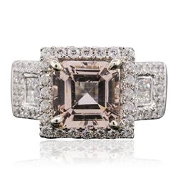 14KT Two-Tone Gold 3.49ct Morganite and Diamond Ring