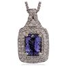 Image 3 : 14KT White Gold 2.10ct Tanzanite and Diamond Pendant With Chain