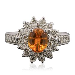 14KT White Gold 1.25ct Orange Sapphire and Diamond Ring