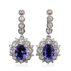 14KT White Gold 4.82ctw Tanzanite and Diamond Earrings