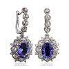 Image 2 : 14KT White Gold 4.82ctw Tanzanite and Diamond Earrings