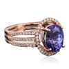 Image 2 : 14KT Rose Gold 3.22ct Tanzanite and Diamond Ring
