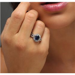 14KT White Gold 1.73ct Sapphire and Diamond Ring