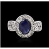 Image 3 : 14KT White Gold 1.73ct Sapphire and Diamond Ring