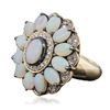 Image 4 : 14KT Two-Tone Gold 0.99ctw Opal and Diamond Ring