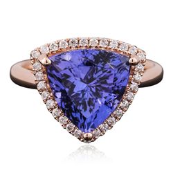 14KT Rose Gold 6.28ct Tanzanite and Diamond Ring