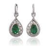 Image 3 : 14KT White and Yellow Gold 5.30ctw Emerald and Diamond Dangle Earrings