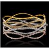 Image 8 : 18KT Three-Tone Gold 12.14ctw Diamond Bangle Bracelet