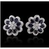 Image 1 : 18KT White Gold 9.26ctw Sapphire and Diamond Earrings