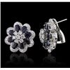 Image 2 : 18KT White Gold 9.26ctw Sapphire and Diamond Earrings