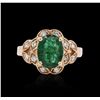 Image 3 : 14KT Rose Gold 2.36ct Emerald and Diamond Ring