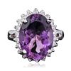 Image 3 : 14KT White Gold 7.81ct Amethyst and Diamond Ring