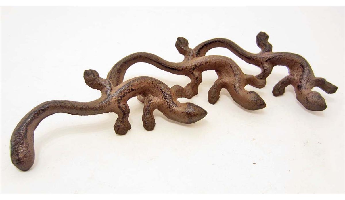 Lot Of 3 Cast Iron Lizard Drawer Pull Cabinet Handles